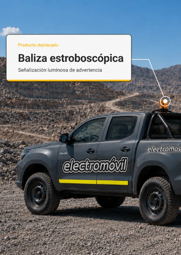 Baliza estroboscópica sobre camioneta minera