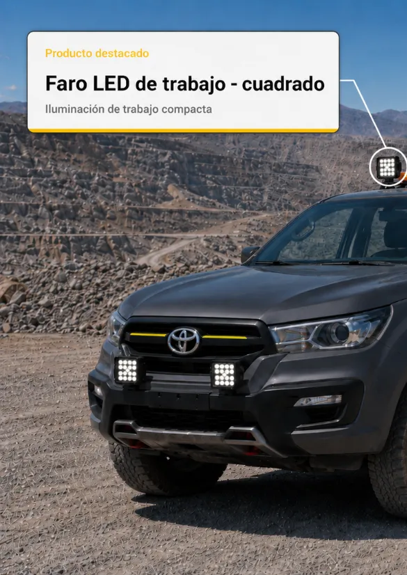 Faro LED auxiliar de trabajo en camioneta minera